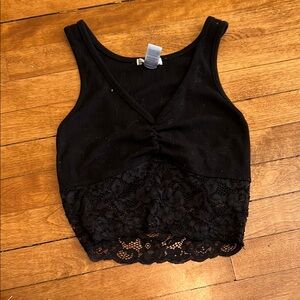 Black Lace Crop Top